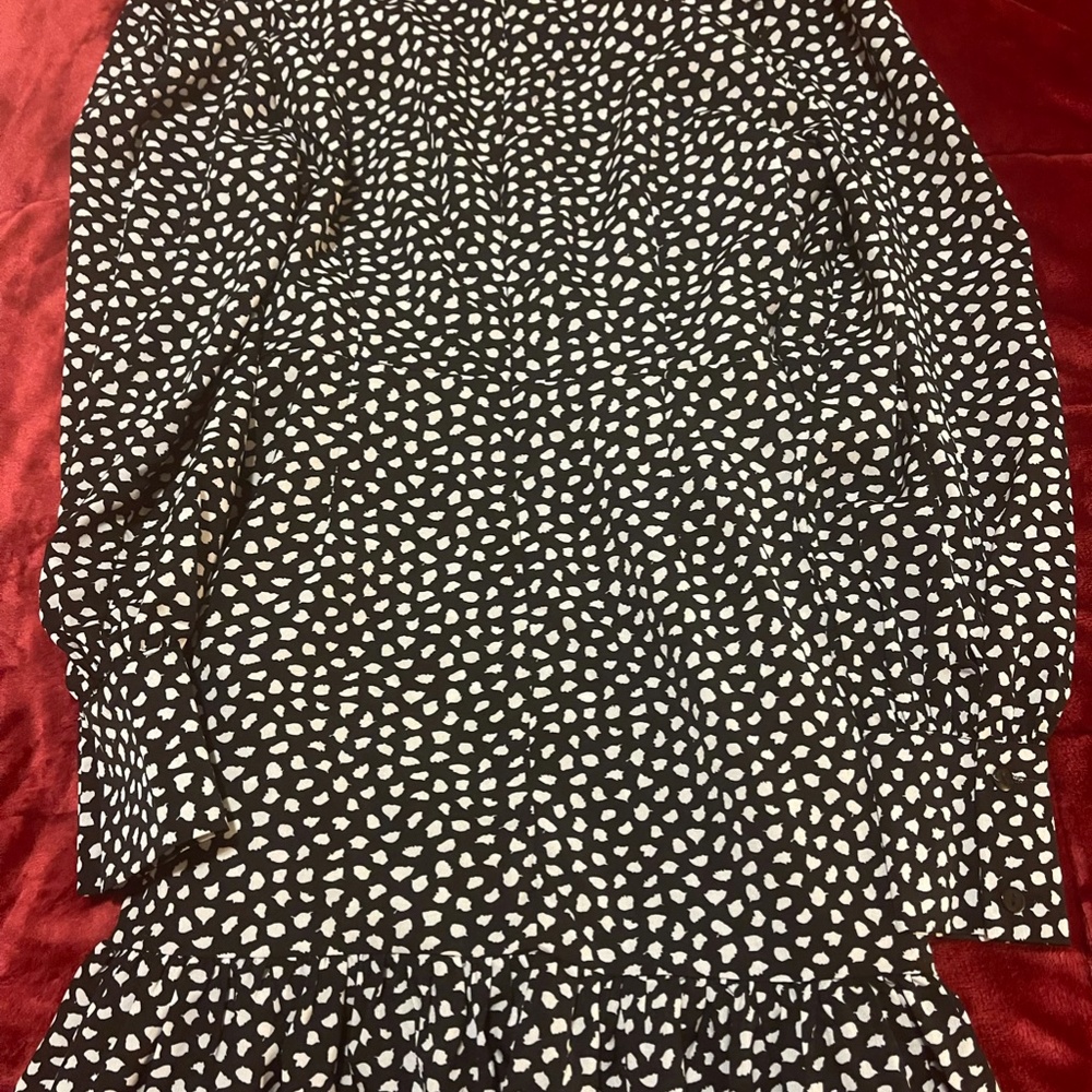 Classy Black Polka Dot Long Sleeve Mini Dress